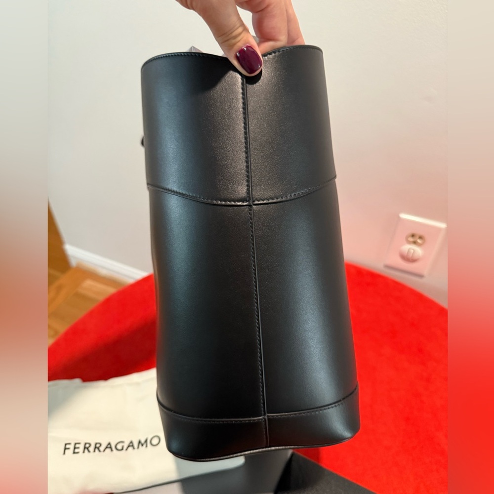Salvatore Ferragamo Black Leather Tote Bag- NEW - Picture 10 of 14